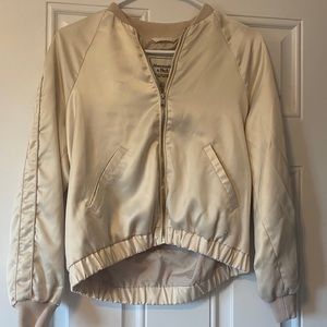 Abercrombie satin white bomber jacket